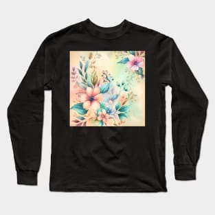 Springtime Watercolor Flowers Long Sleeve T-Shirt